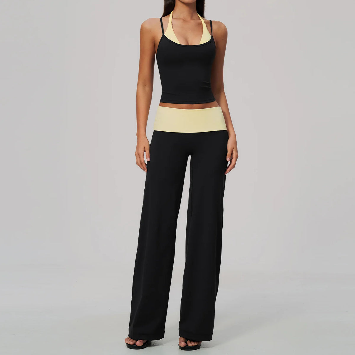 Conjunto de Yoga 2 Peças Shakti Contrast - Preto e Amarelo Modelo 4