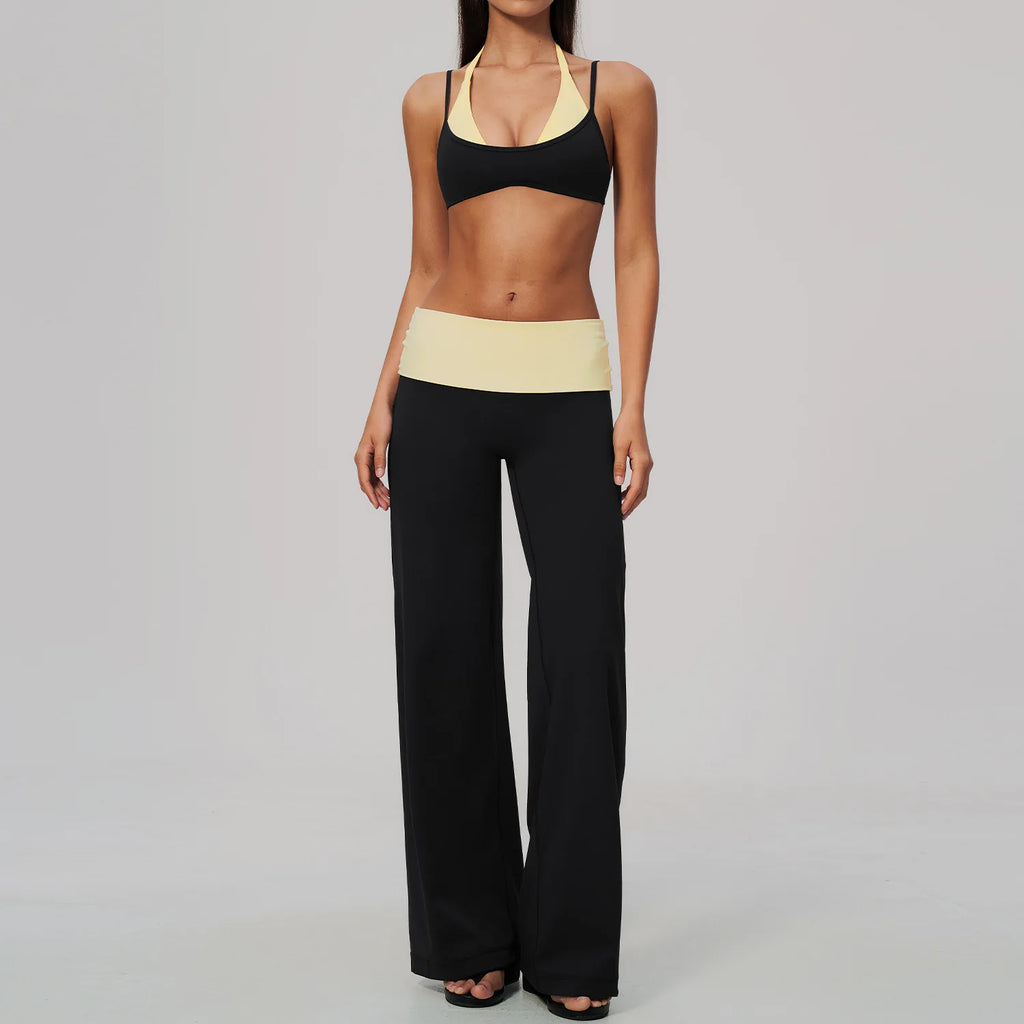 Conjunto de Yoga 2 Peças Shakti Contrast - Preto e Amarelo Modelo 2