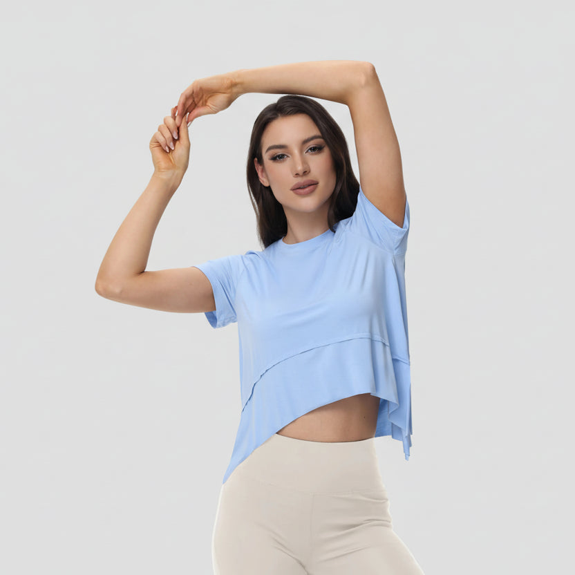 Top Asimétrico Fluido - Camiseta Deportiva Fluida para Mujer
