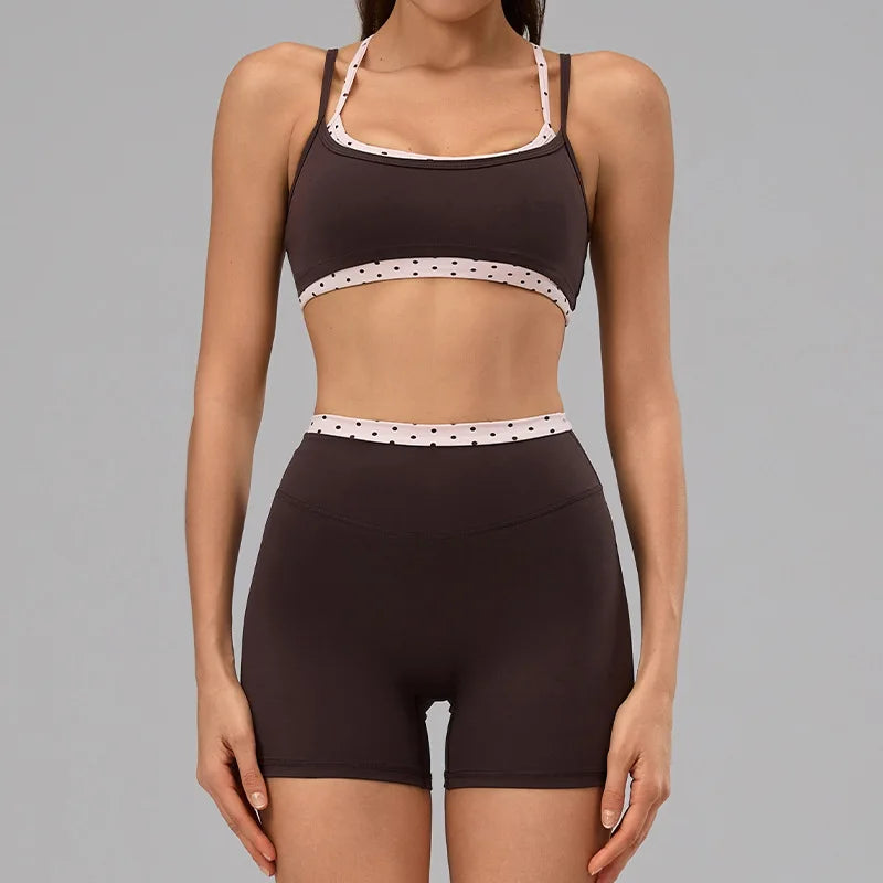 Lila Dot conjunto de yoga na cor Castanho