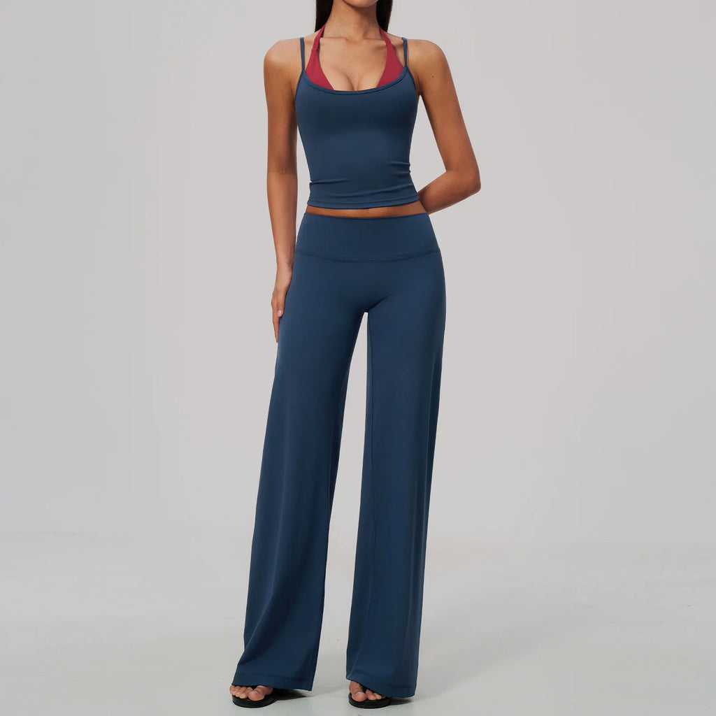 Conjunto de Yoga 2 Peças Shakti Contrast - Verde Petróleo e Vermelho Modelo 3