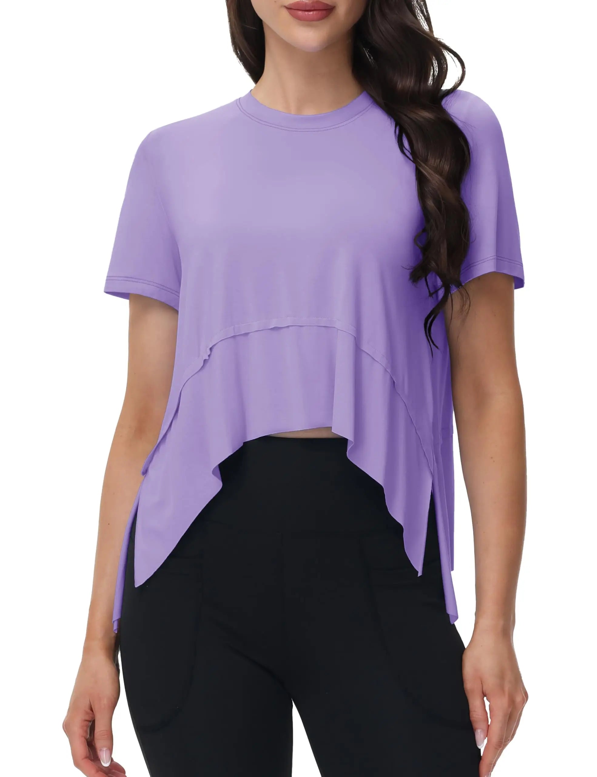 Top Asimétrico Fluido - Camiseta Deportiva Fluida para Mujer