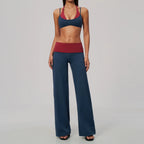 Conjunto de Yoga 2 Peças Shakti Contrast - Verde Petróleo e Vermelho Modelo 2
