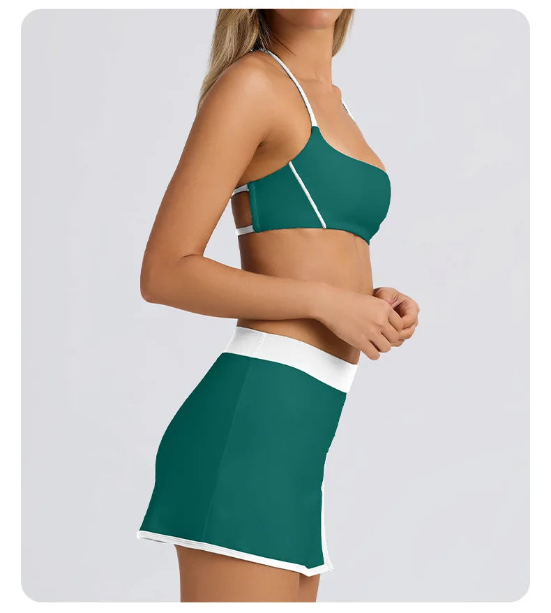 Conjunto Top Halter e Saia-Short de Yoga Aurea Match