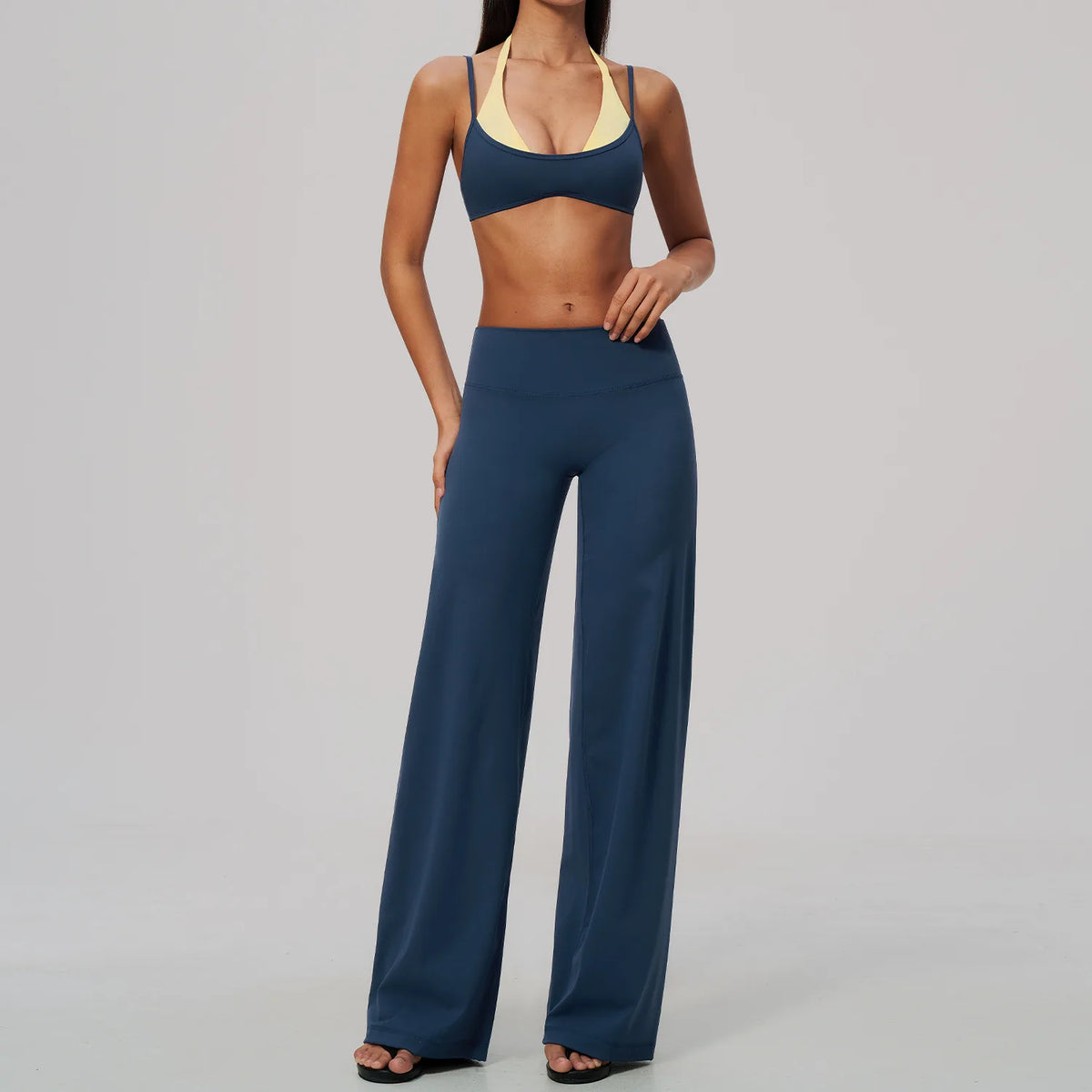 Conjunto de Yoga 2 Peças Shakti Contrast - Verde Petróleo e Amarelo Modelo 1