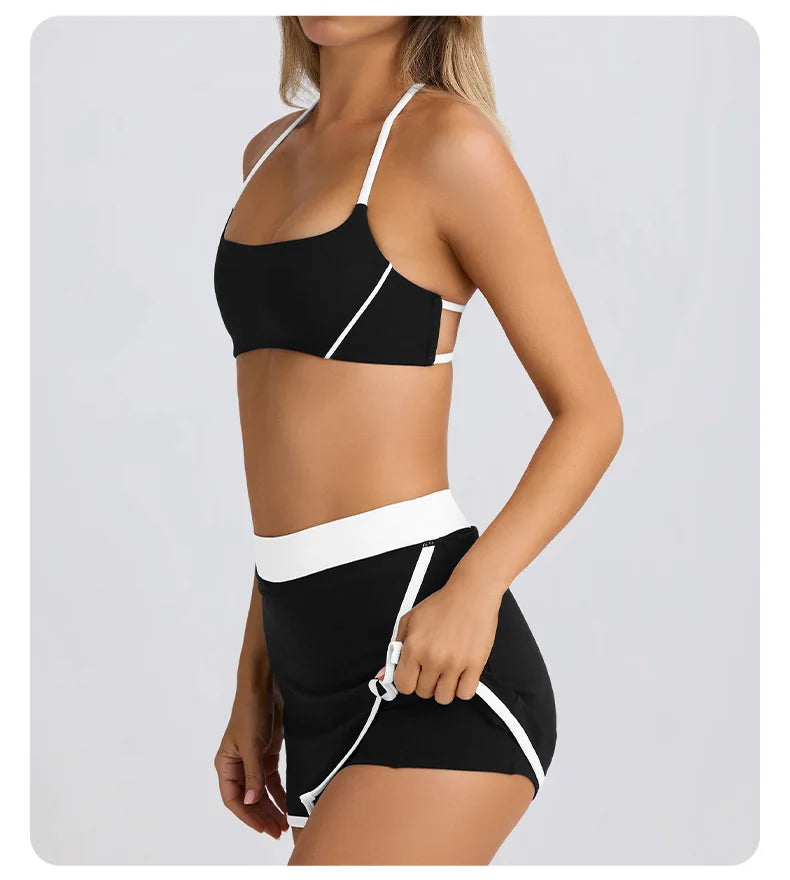 Conjunto Top Halter e Saia-Short de Yoga Aurea Match