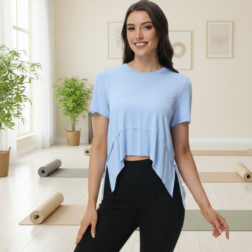 Asymmetric Flow Top – T-shirt Desportiva Feminina Fluida