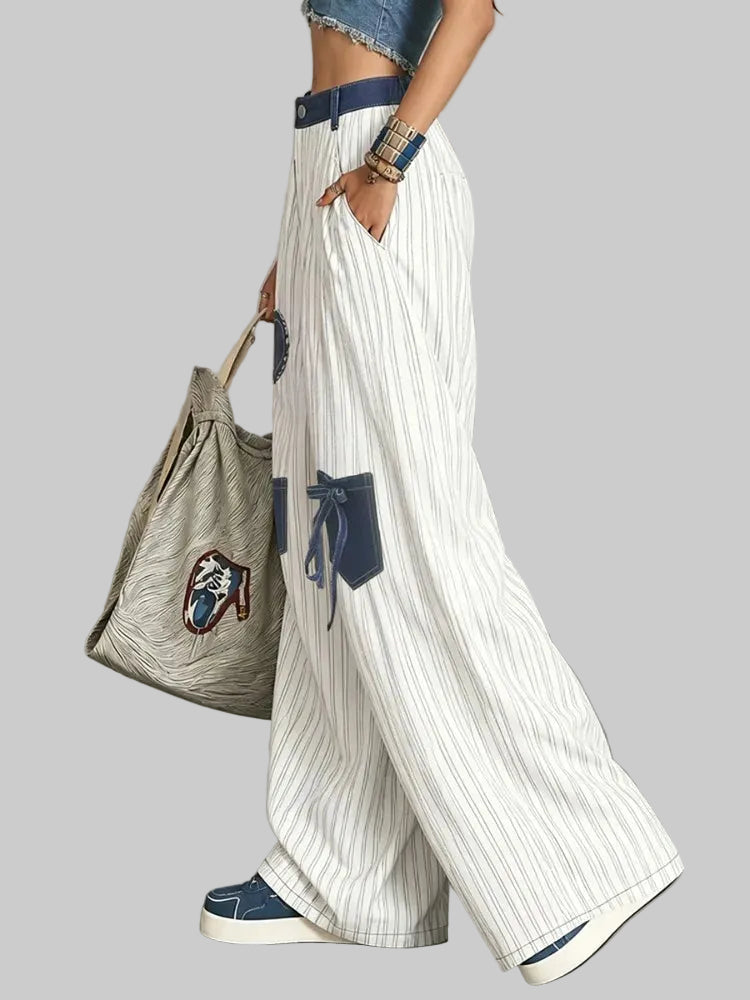 Calças Wide Leg com Bolsos Patchwork Urban Prana