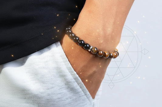 Pulseira Tríade de Proteção – Olho de Tigre, Obsidiana e Hematita