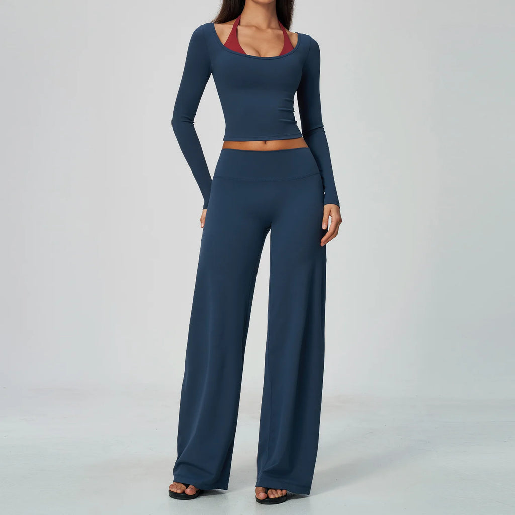 Conjunto de Yoga 2 Peças Shakti Contrast - Verde Petróleo e Vermelho Modelo 5