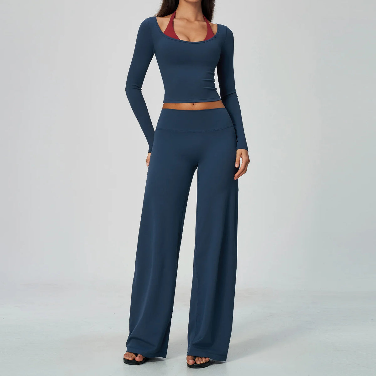 Conjunto de Yoga 2 Peças Shakti Contrast - Verde Petróleo e Vermelho Modelo 5