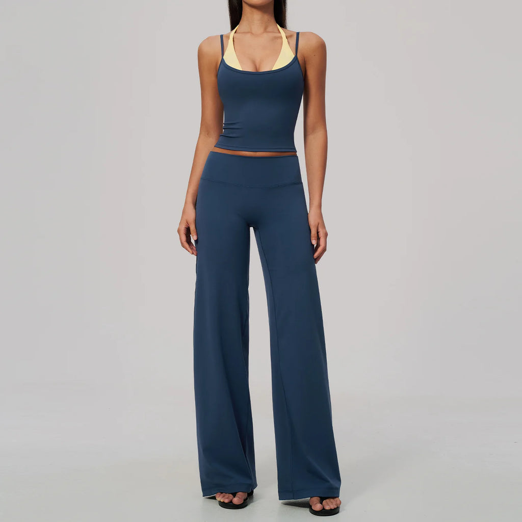 Conjunto de Yoga 2 Peças Shakti Contrast - Verde Petróleo e Amarelo Modelo 3