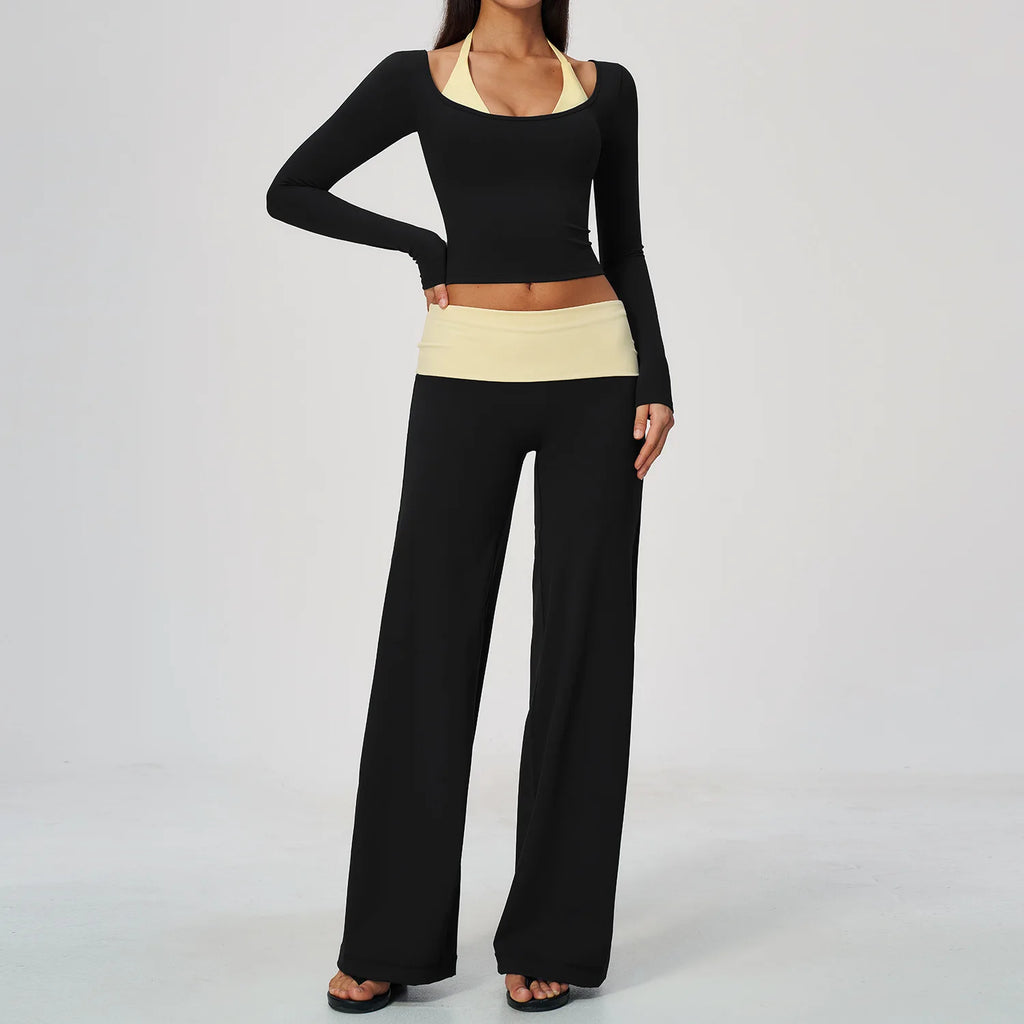 Conjunto de Yoga 2 Peças Shakti Contrast - Preto e Amarelo Modelo 6