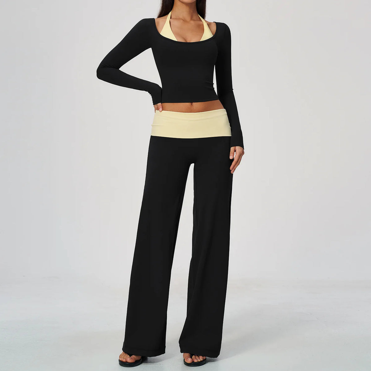 Conjunto de Yoga 2 Peças Shakti Contrast - Preto e Amarelo Modelo 6