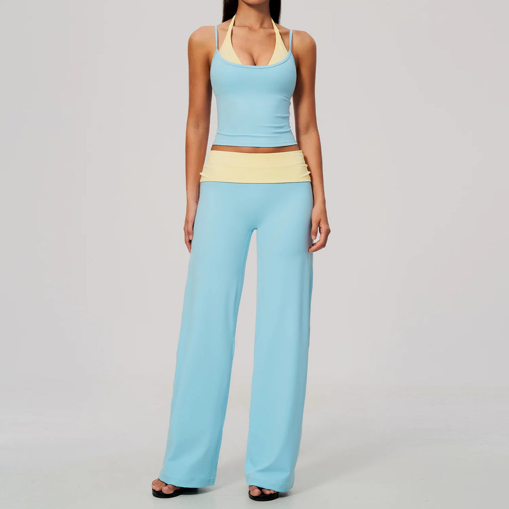 Conjunto de Yoga 2 Peças Shakti Contrast - Azul e Amarelo Modelo 4