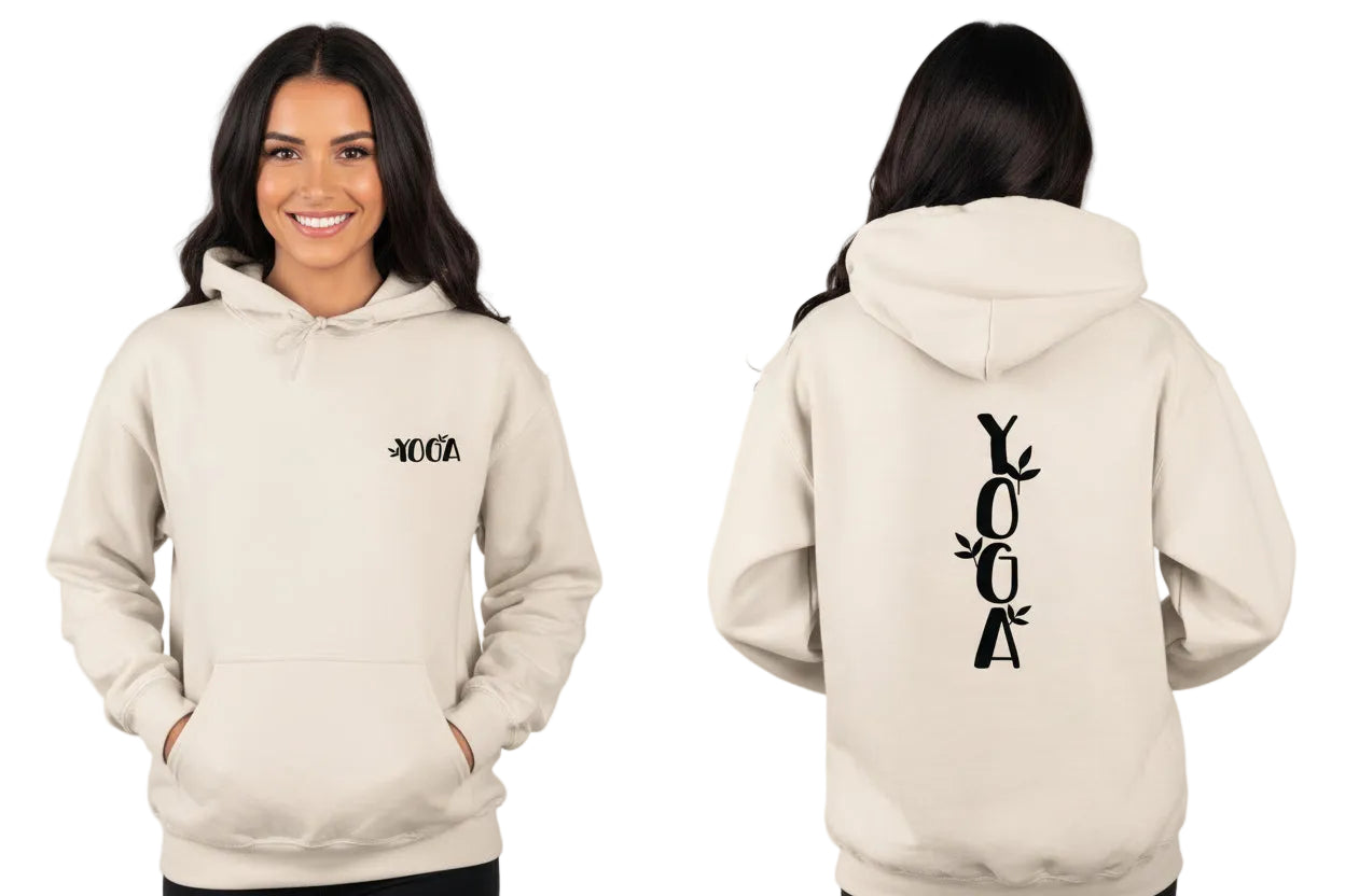 Sudadera Yoga Grounded – Estampado de yoga doble, calidez y conciencia