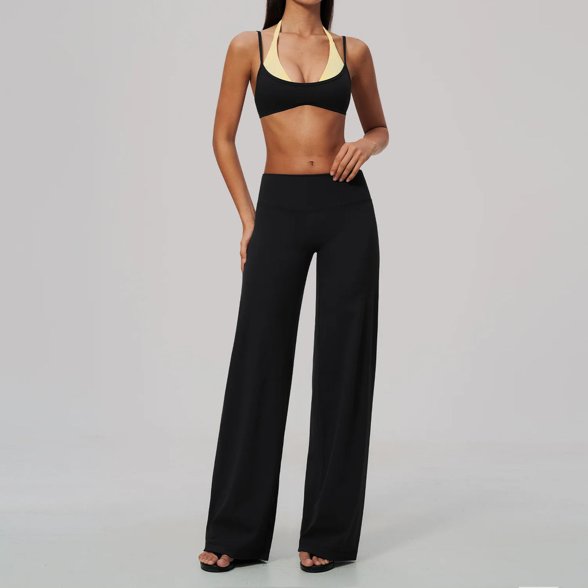 Conjunto de Yoga 2 Peças Shakti Contrast - Preto e Amarelo Modelo 1