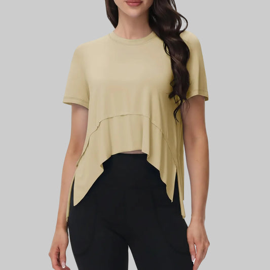 Asymmetric Flow Top – T-shirt Desportiva Feminina Fluida