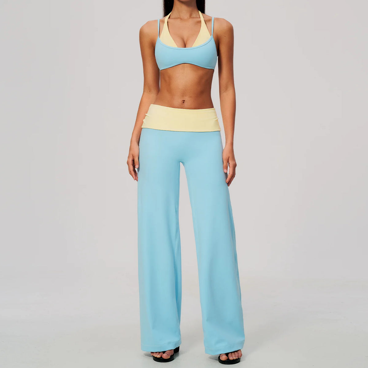 Conjunto de Yoga 2 Peças Shakti Contrast - Azul e Amarelo Modelo 2