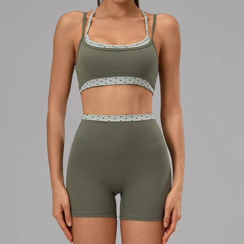 Lila Dot conjunto de yoga na cor Verde