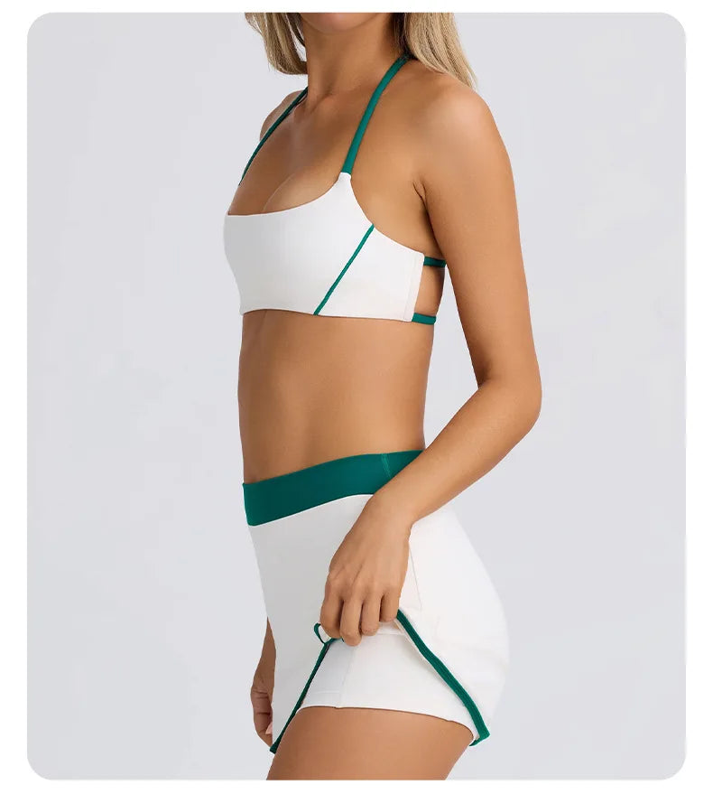 Conjunto Top Halter e Saia-Short de Yoga Aurea Match