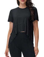 Top Asimétrico Fluido - Camiseta Deportiva Fluida para Mujer