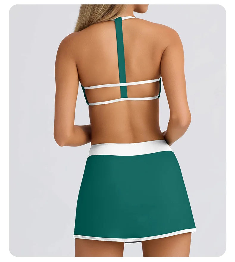 Conjunto Top Halter e Saia-Short de Yoga Aurea Match