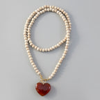 Amber Heart Necklace – Boho Necklace with Amber Heart