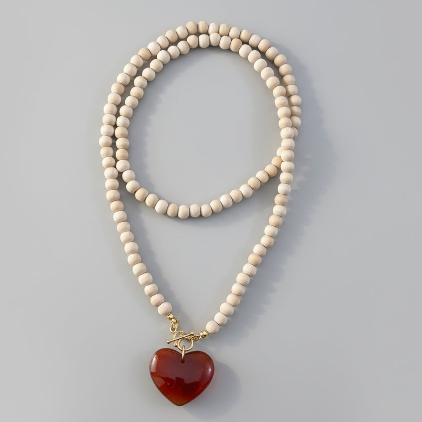 Collar de Corazón Ámbar – Collar Boho con Corazón Ámbar