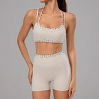 Lila Dot conjunto de yoga na cor Bege