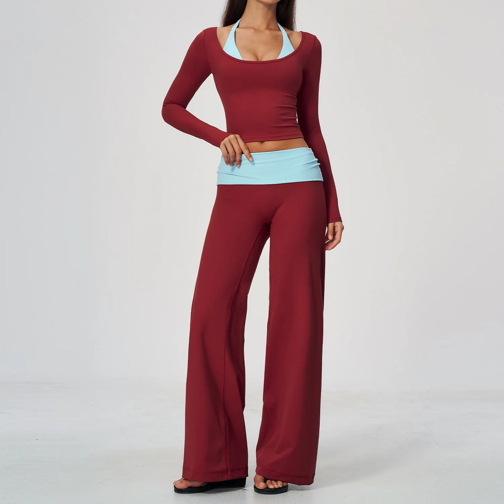 Conjunto de Yoga 2 Peças Shakti Contrast - Vermelho e Azul Modelo 6