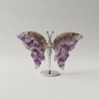 Natural Amethyst Agate+Base Butterfly Crystal Carving Quartz Home Decor Gift