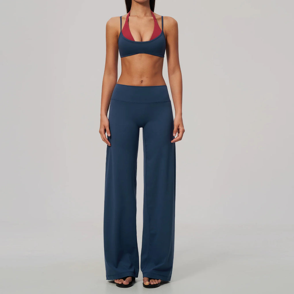 Conjunto de Yoga 2 Peças Shakti Contrast - Verde Petróleo e Vermelho Modelo 1