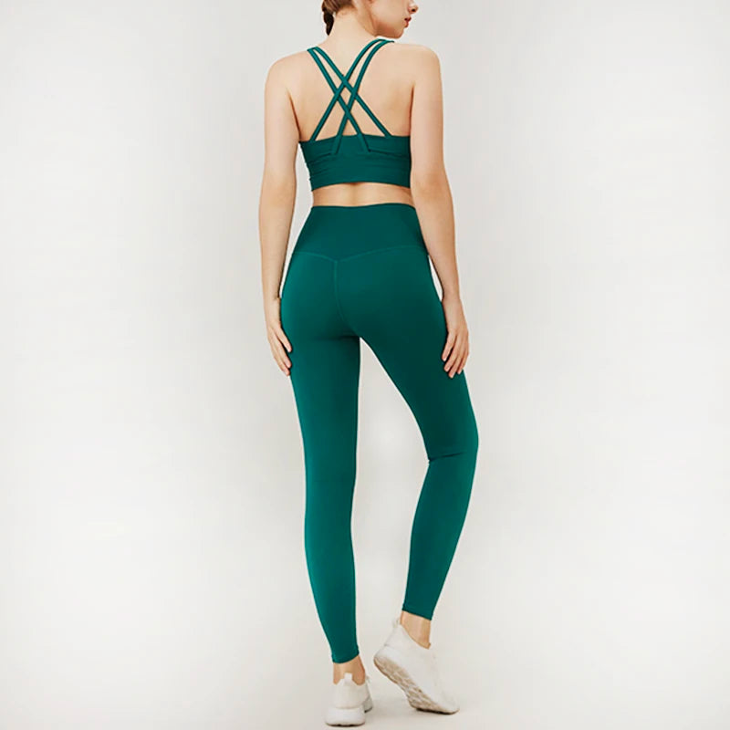 Conjunto de Yoga 2 Peças Shakti Cross verde escuro