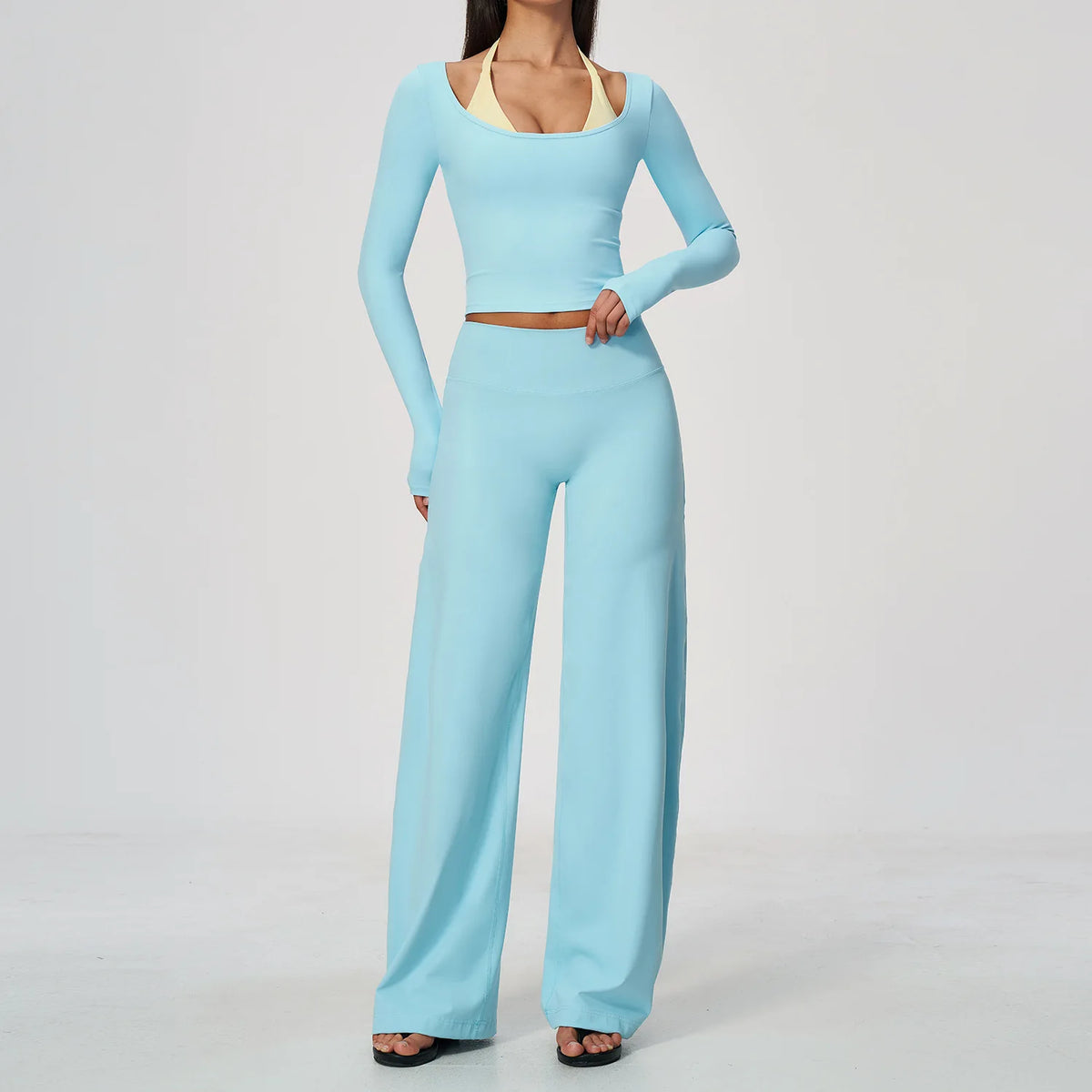 Conjunto de Yoga 2 Peças Shakti Contrast - Azul e Amarelo Modelo 5