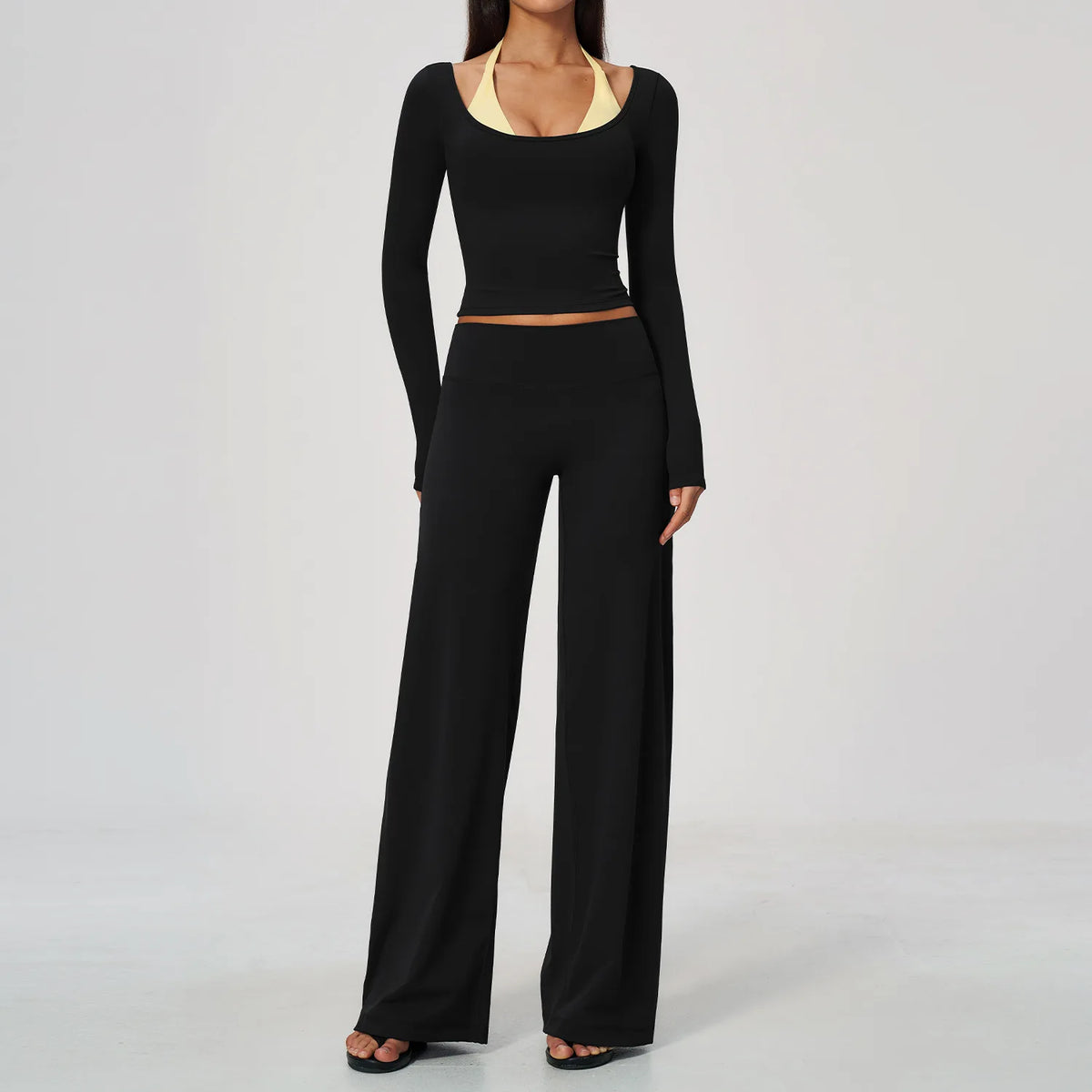 Conjunto de Yoga 2 Peças Shakti Contrast - Preto e Amarelo Modelo 5