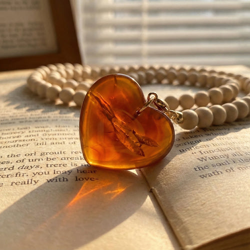 Amber Heart Necklace – Boho Necklace with Amber Heart