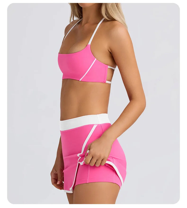 Conjunto Top Halter e Saia-Short de Yoga Aurea Match