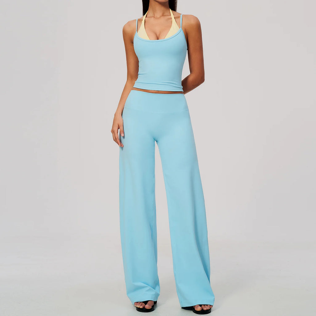 Conjunto de Yoga 2 Peças Shakti Contrast - Azul e Amarelo Modelo 3