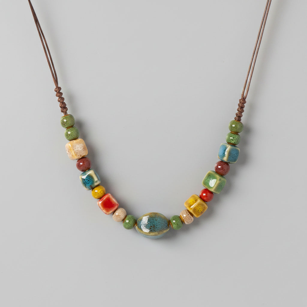 Colar Boho de Cerâmica Maya Spirit