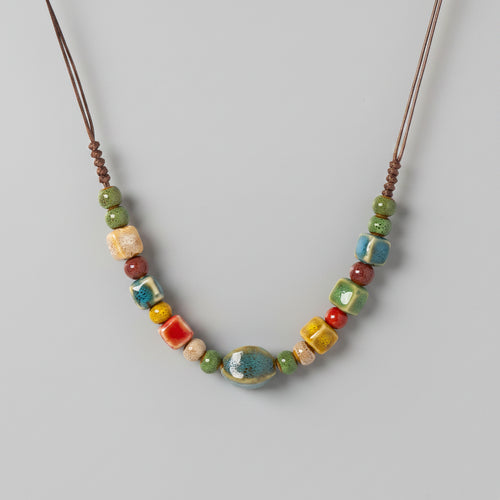 Colar Boho de Cerâmica Maya Spirit