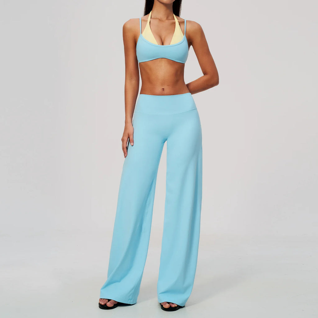Conjunto de Yoga 2 Peças Shakti Contrast - Azul e Amarelo Modelo 1