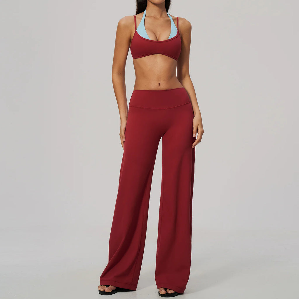 Conjunto de Yoga 2 Peças Shakti Contrast - Vermelho e Azul Modelo 1