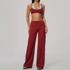Conjunto de Yoga 2 Peças Shakti Contrast - Vermelho e Azul Modelo 1