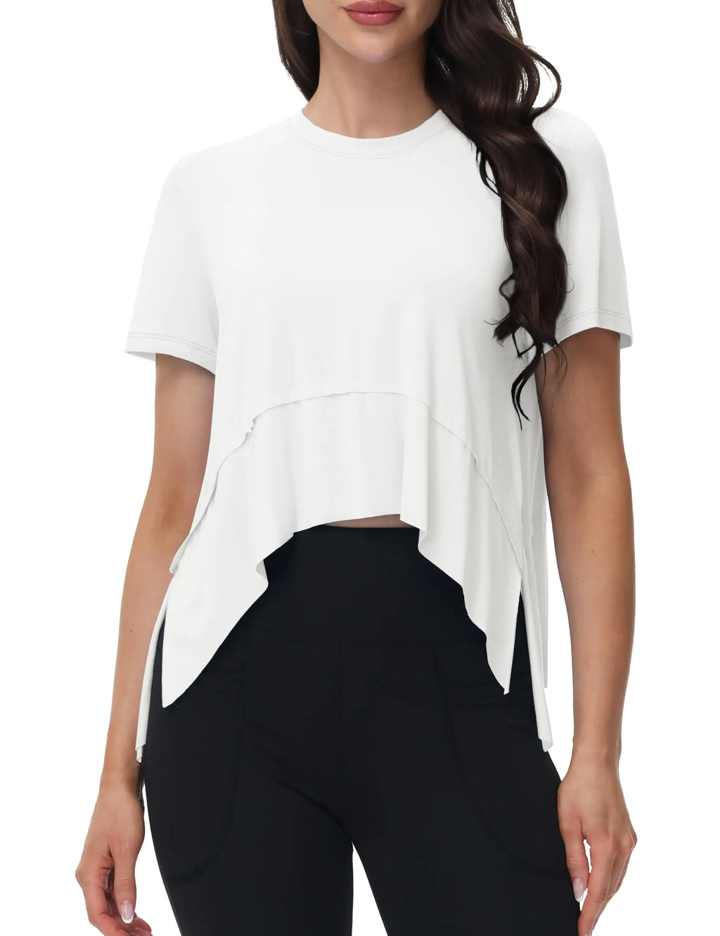 Top Asimétrico Fluido - Camiseta Deportiva Fluida para Mujer