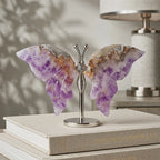 Natural Amethyst Agate+Base Butterfly Crystal Carving Quartz Home Decor Gift