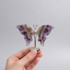 Natural Amethyst Agate+Base Butterfly Crystal Carving Quartz Home Decor Gift