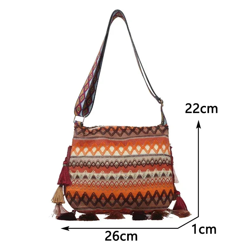 Bolsa a Tiracolo Boho com Borlas Maya Nomad