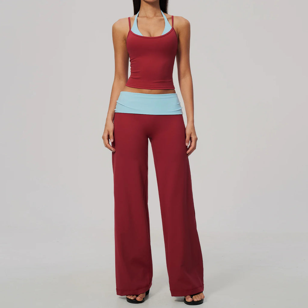Conjunto de Yoga 2 Peças Shakti Contrast - Vermelho e Azul Modelo 4