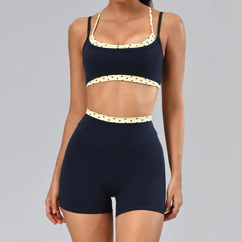 Lila Dot conjunto de yoga detalhe do tecido e acabamento